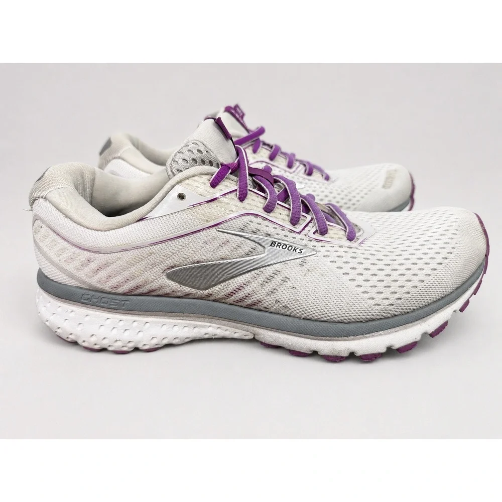 Brooks Ghost 12 Womens Running Shoes White Purple 1203051B185